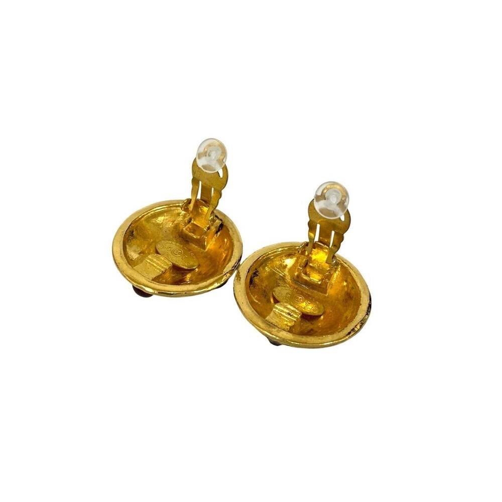 CHANEL Authentic Gold Logo Earrings - Picture 6 of 6